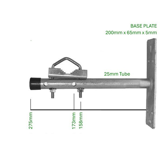 GALVANISED ANTENNA MAST EAVE MOUNT 275MM, U BOLT & V BLOCK