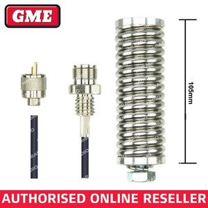 GME AS003 SILVER MEDIUM DUTY ANTENNA SPRING, CABLE & PL259 PLUG