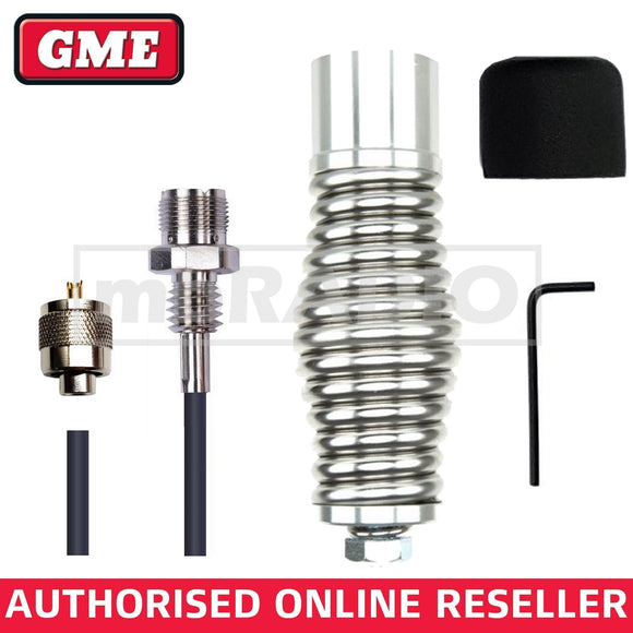 GME AS004 SILVER HEAVY DUTY ANTENNA SPRING, CABLE & PL259 PLUG AE4013 AE4401 AE4701 AE4704 AW4704 AE4705 AW4705 AE4706 AW4706