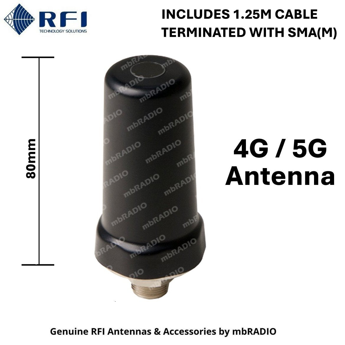 RFI CSM700 4G / 5G LTE STUD MOUNT ANTENNA (698-3800 MHz), 1.25M, SMA(M ...