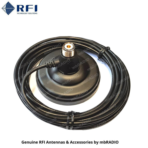 RFI MAGNETIC BASE, INTEGRATED MBC/SO239, 5M LOW LOSS COAX, OPTIONAL CONNECTORS