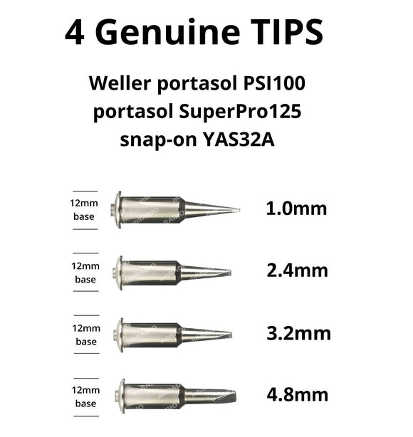 WELLER PSI100 / PORTASOL SUPERPRO 125 / SNAP-ON YAS32A GAS SOLDERING IRON TIP PACK