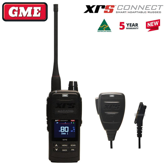 GME XRS-660 XRS™ CONNECT COMPACT 5 WATT IP67 GPS UHF CB HANDHELD & SPEAKER MIC