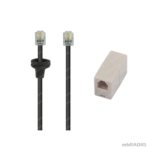6 PIN UHF CB MICROPHONE EXTENSION CABLE WITH COUPLER, 3M LONG