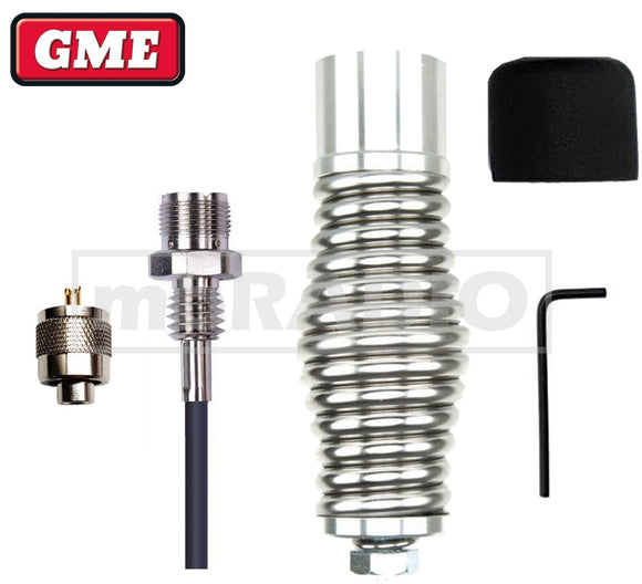 GME AS004 SILVER HEAVY DUTY ANTENNA SPRING, CABLE & PL259 PLUG AE4013 AE4401 AE4701 AE4704 AW4704 AE4705 AW4705 AE4706 AW4706