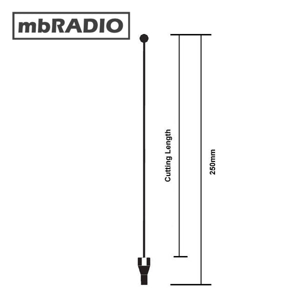 RFI AP454-3G ON-GLASS TOP WHIP ANTENNA ONLY, 400-520MHZ, INCLUDES CUTTING CHART
