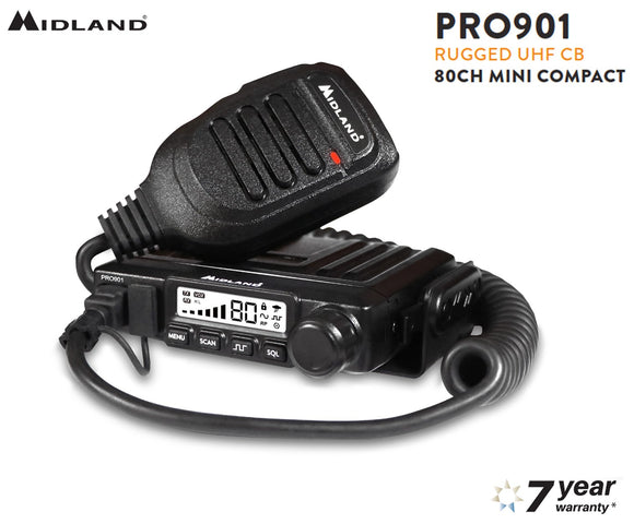 MIDLAND PRO901 COMPACT RUGGED UHF 80CH CB RADIO