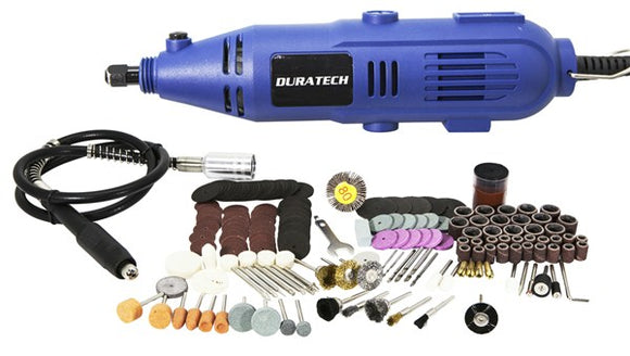 VARIABLE SPEED 135W MINI GRINDER WITH FLEXIBLE SHAFT, 210 PIECE ROTARY TOOL KIT